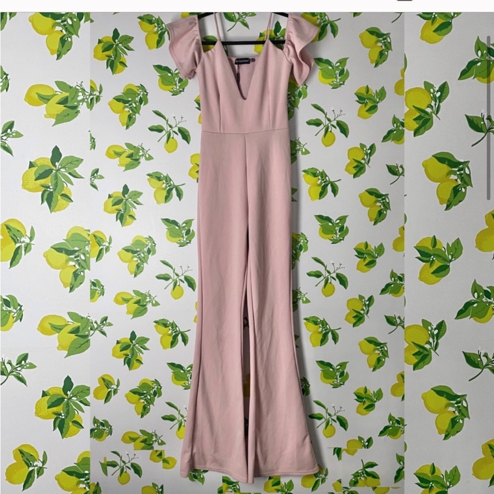 PrettyLittleThing Off Shoulder Pink Jumpsuit